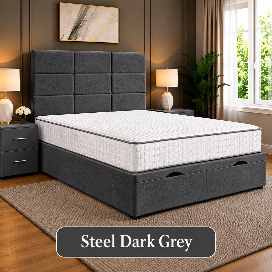 Lux Cubed Tufted Divan Storage Ottoman Bed Frame