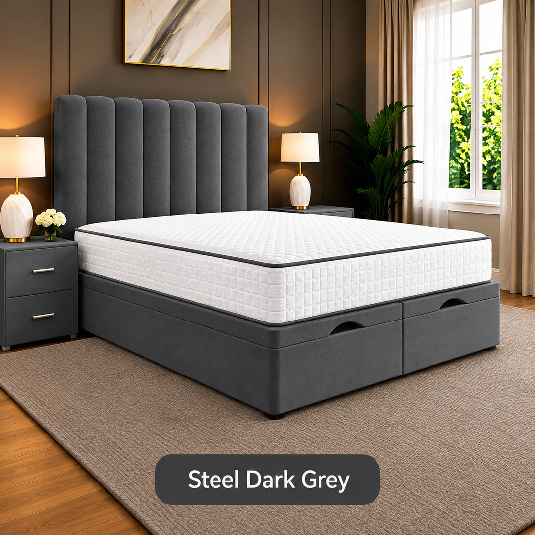 Safar Striped Divan Storage Ottoman Bed Frame