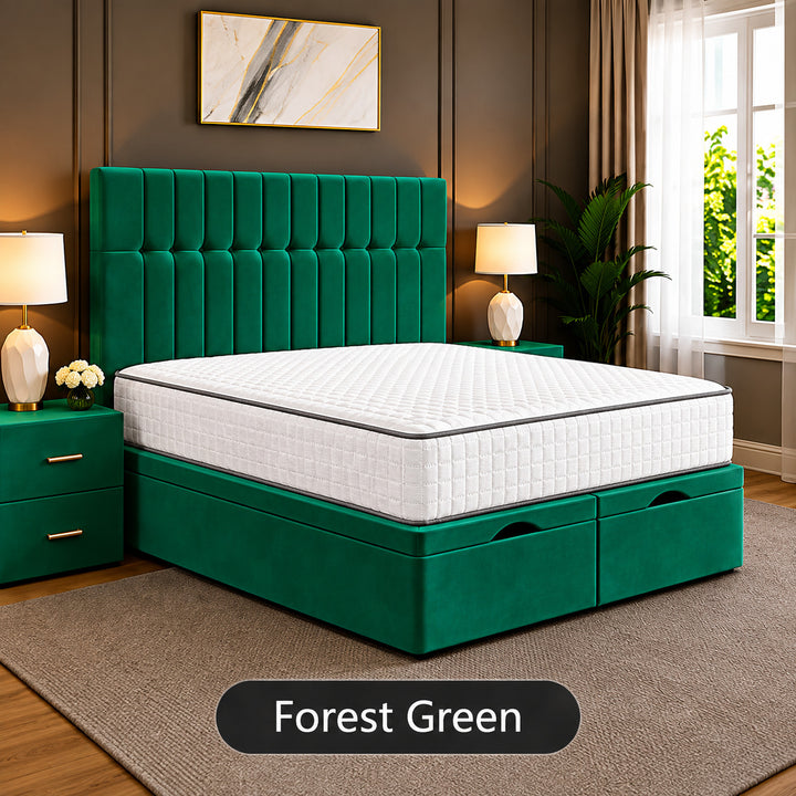 Sophia Divan Storage Striped Tufted Ottoman Bed Frame
