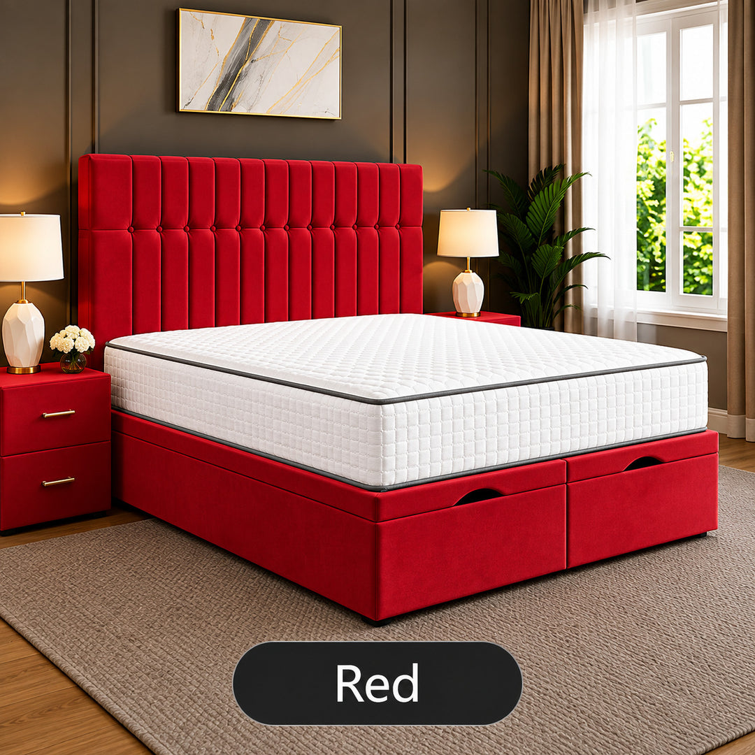 Sophia Divan Storage Striped Tufted Ottoman Bed Frame
