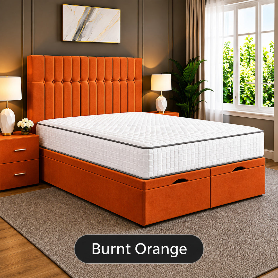 Sophia Divan Storage Striped Tufted Ottoman Bed Frame