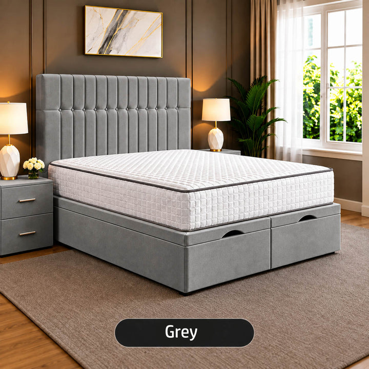 Sophia Divan Storage Striped Tufted Ottoman Bed Frame
