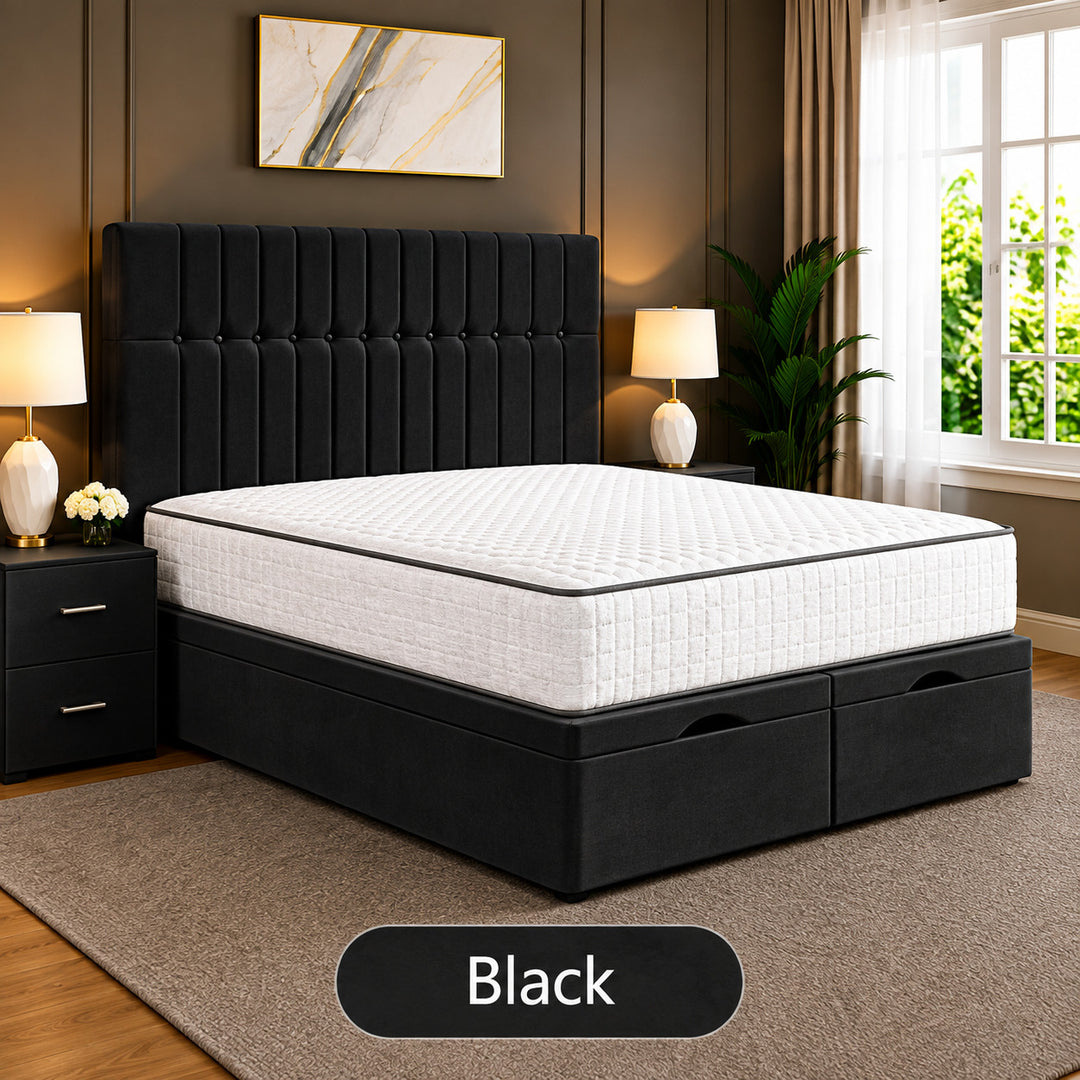 Sophia Divan Storage Striped Tufted Ottoman Bed Frame