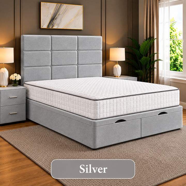 Lux Cubed Tufted Divan Storage Ottoman Bed Frame