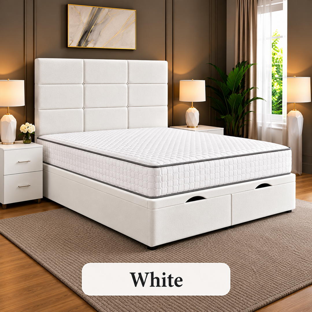 Lux Cubed Tufted Divan Storage Ottoman Bed Frame