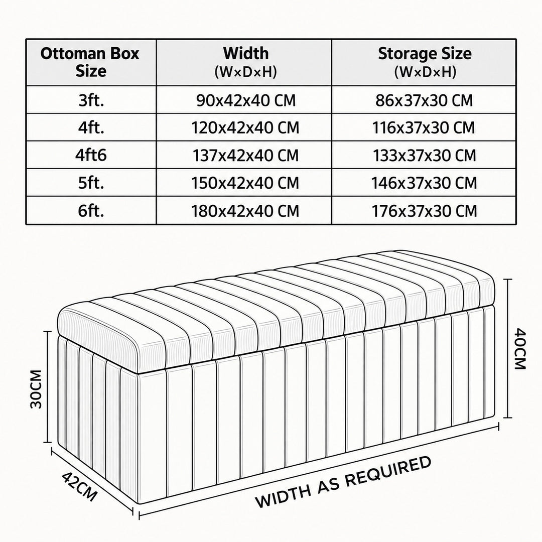 Lux Striped Ottoman Storage Box in Velvet