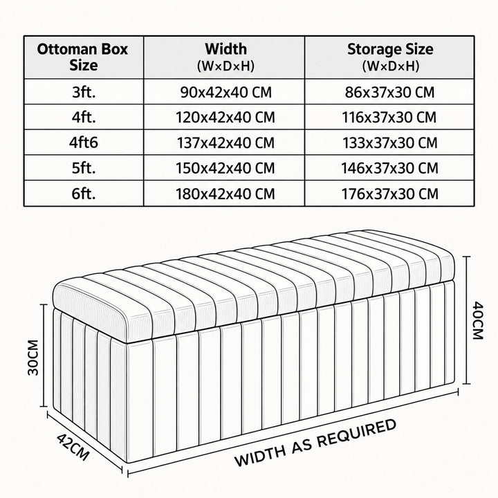 Lux Striped Ottoman Storage Box in Velvet