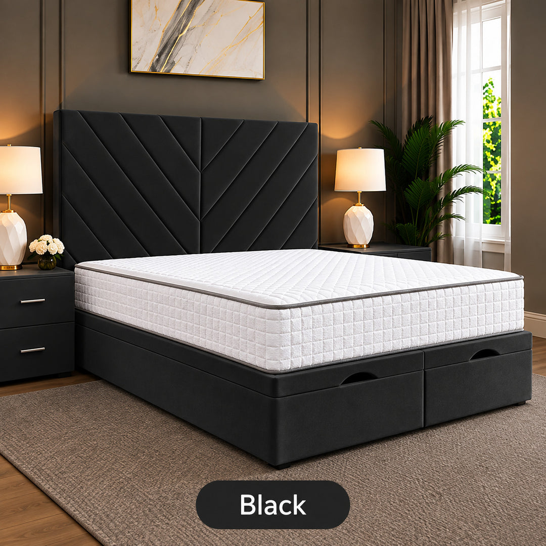 Paris Chevron Divan Ottoman Storage Bed Frame