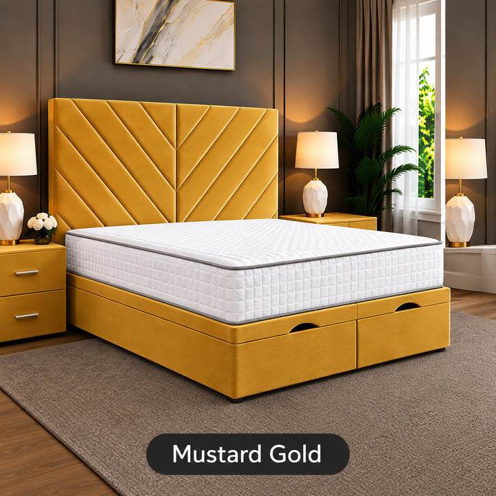 Paris Chevron Divan Ottoman Storage Bed Frame