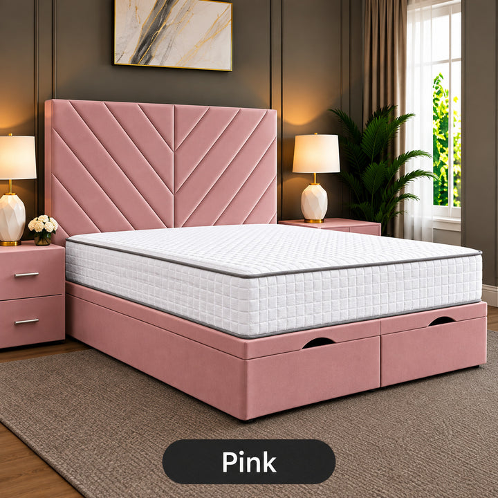 Paris Chevron Divan Ottoman Storage Bed Frame
