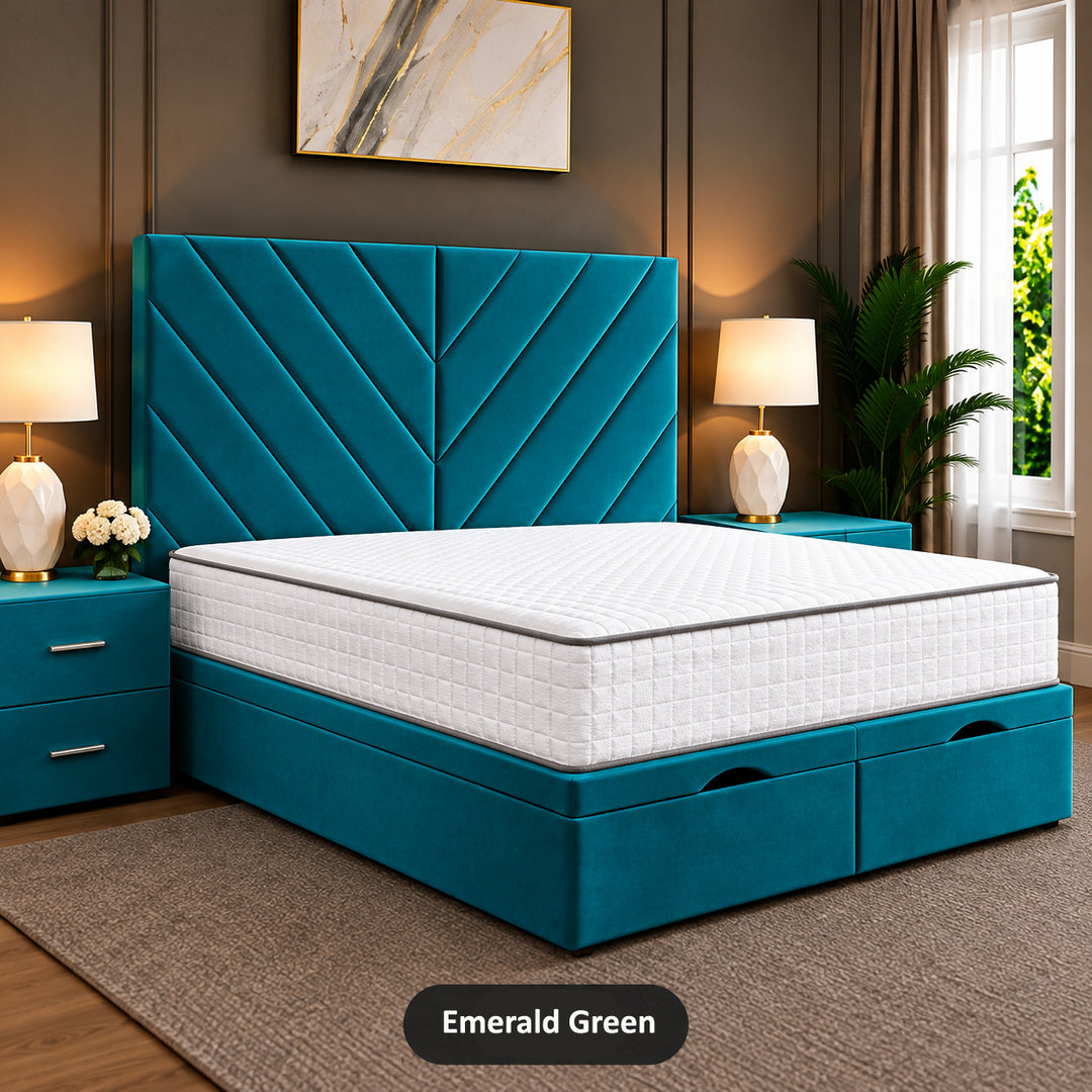 Paris Chevron Divan Ottoman Storage Bed Frame