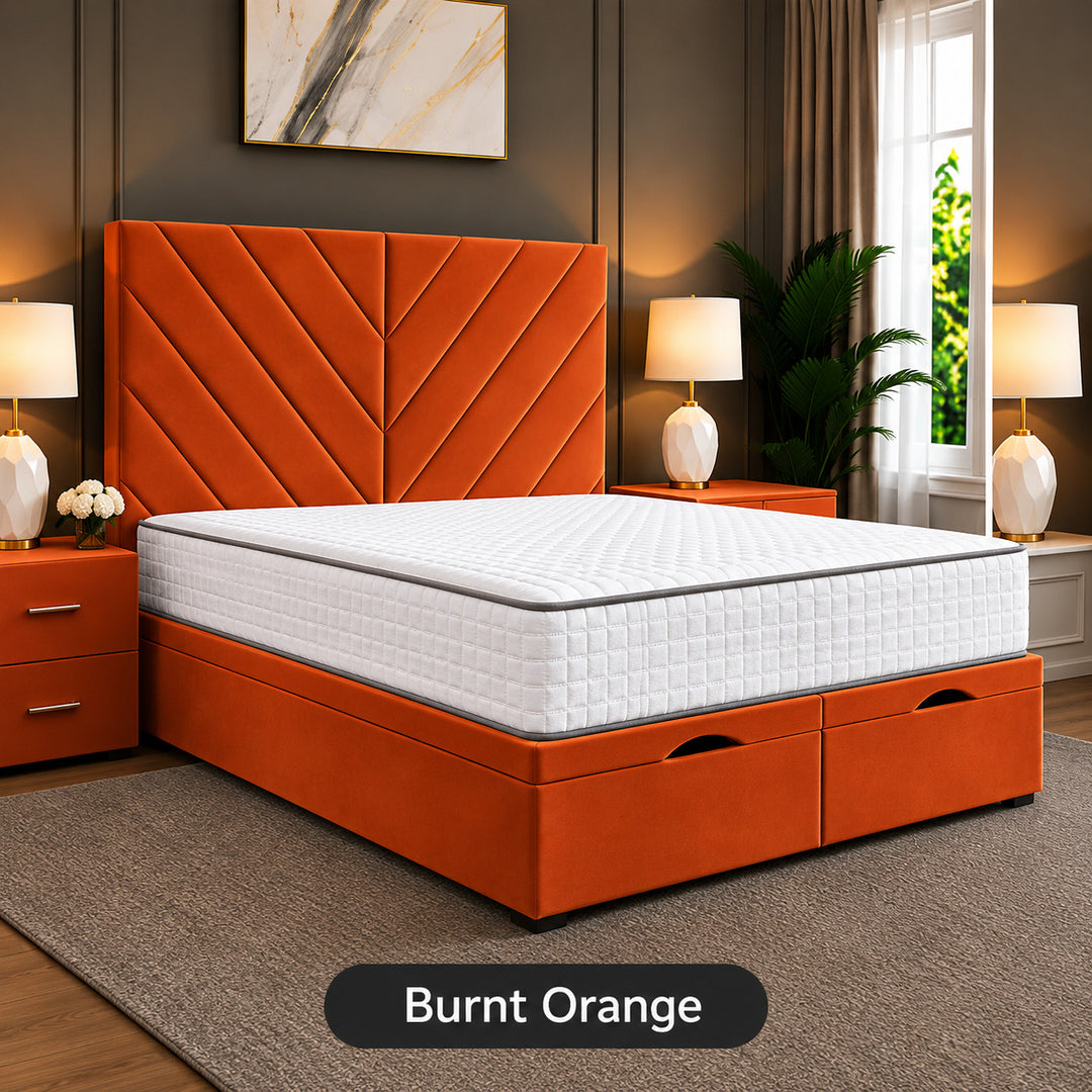Paris Chevron Divan Ottoman Storage Bed Frame