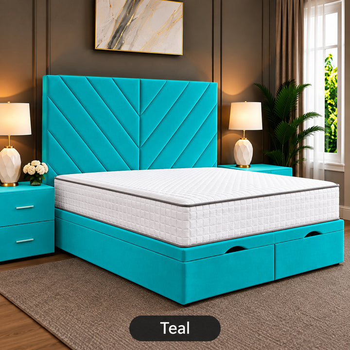 Paris Chevron Divan Ottoman Storage Bed Frame