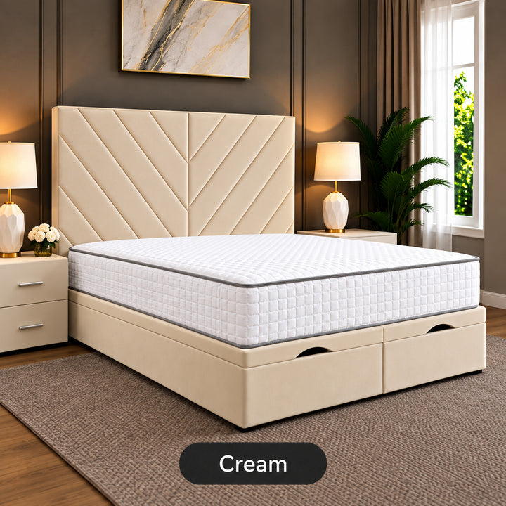 Paris Chevron Divan Ottoman Storage Bed Frame