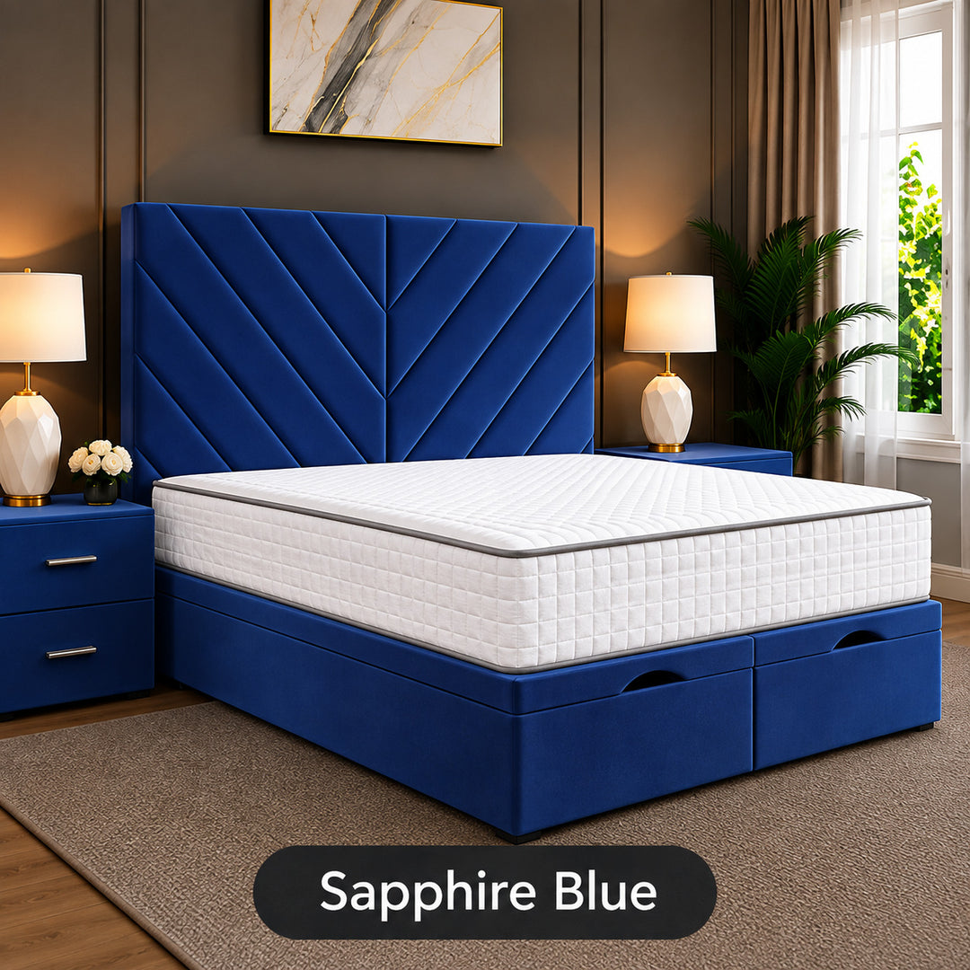 Paris Chevron Divan Ottoman Storage Bed Frame
