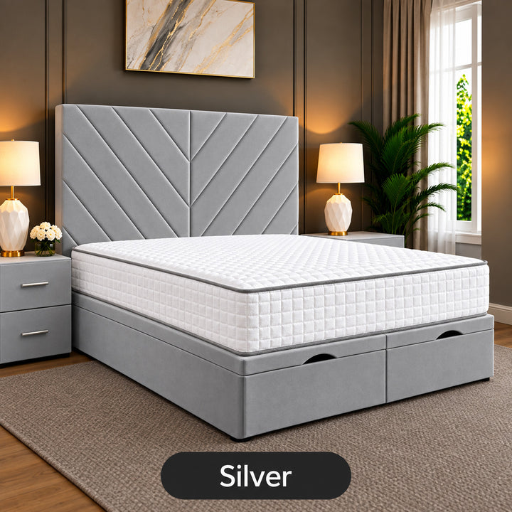 Paris Chevron Divan Ottoman Storage Bed Frame