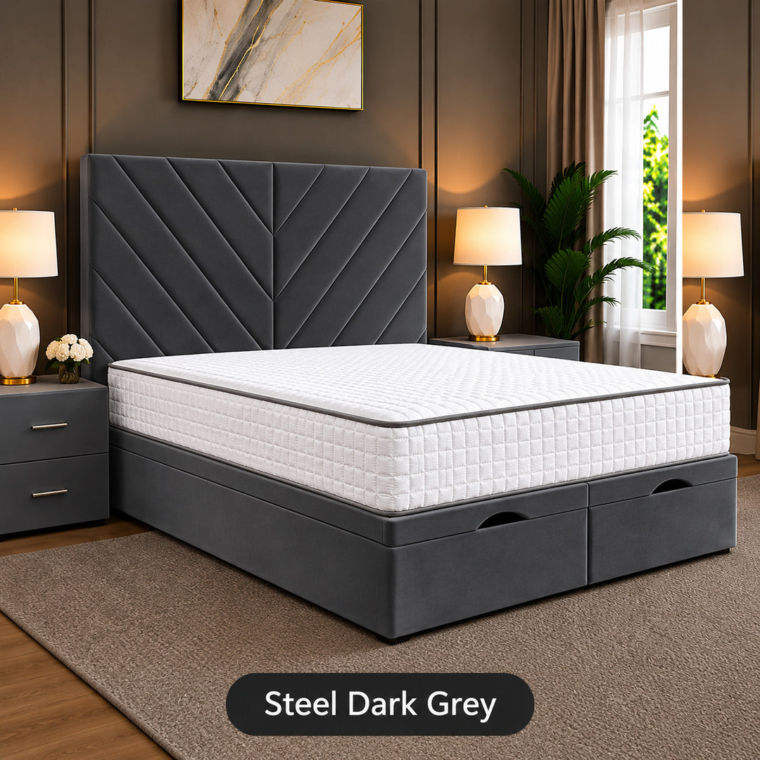 Paris Chevron Divan Ottoman Storage Bed Frame