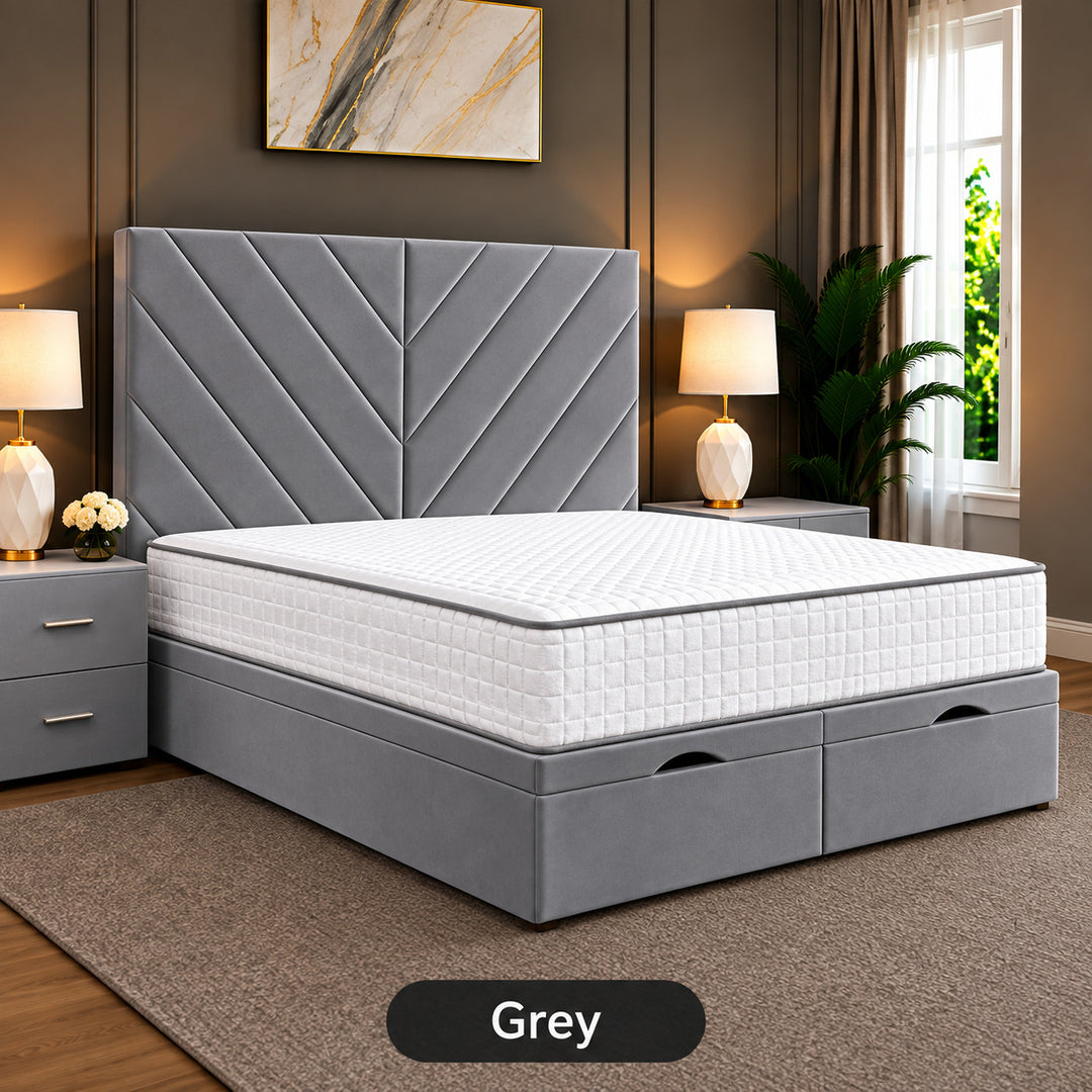 Paris Chevron Divan Ottoman Storage Bed Frame