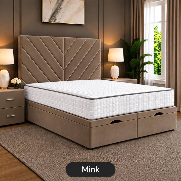 Paris Chevron Divan Ottoman Storage Bed Frame