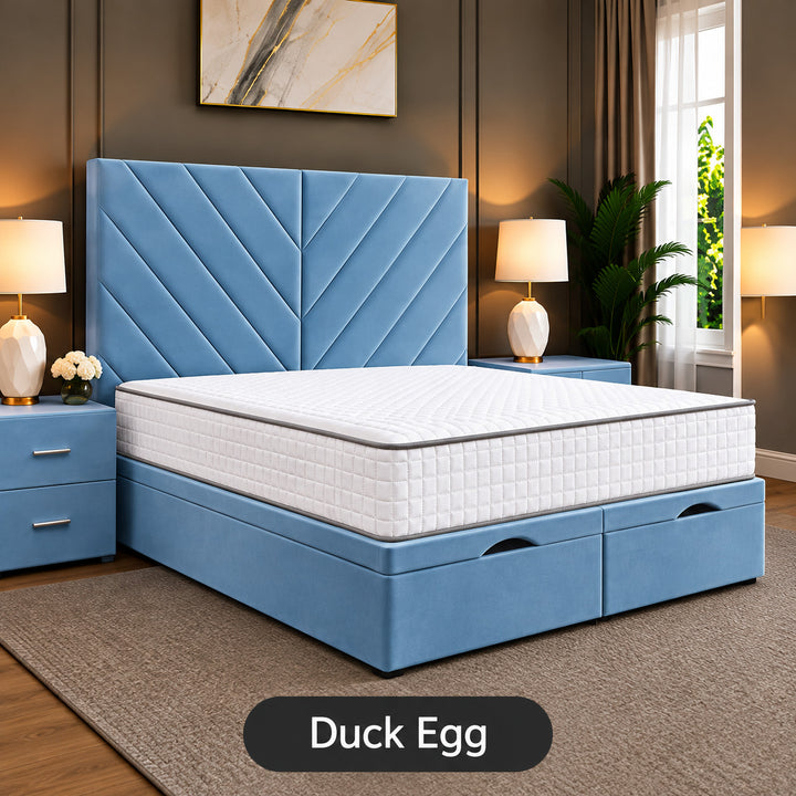 Paris Chevron Divan Ottoman Storage Bed Frame