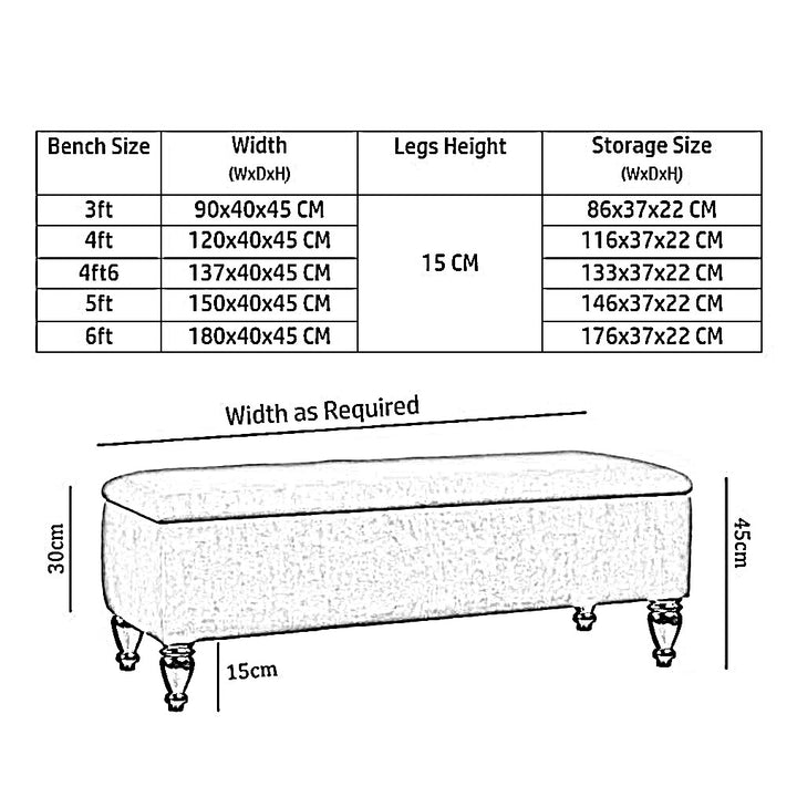 Lisbon Ottoman Storage Bench with Plain Lid