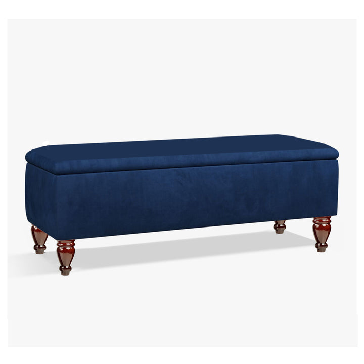 Sapphire blue velvet bench, shoe storage bench, end of bed bench, plain ottoman bench with storage, window seating bench, velvet upholstered footstool, velvet end table, storage coffee table, hallway bench, ottoman storage box, rectangle ottoman footstool 