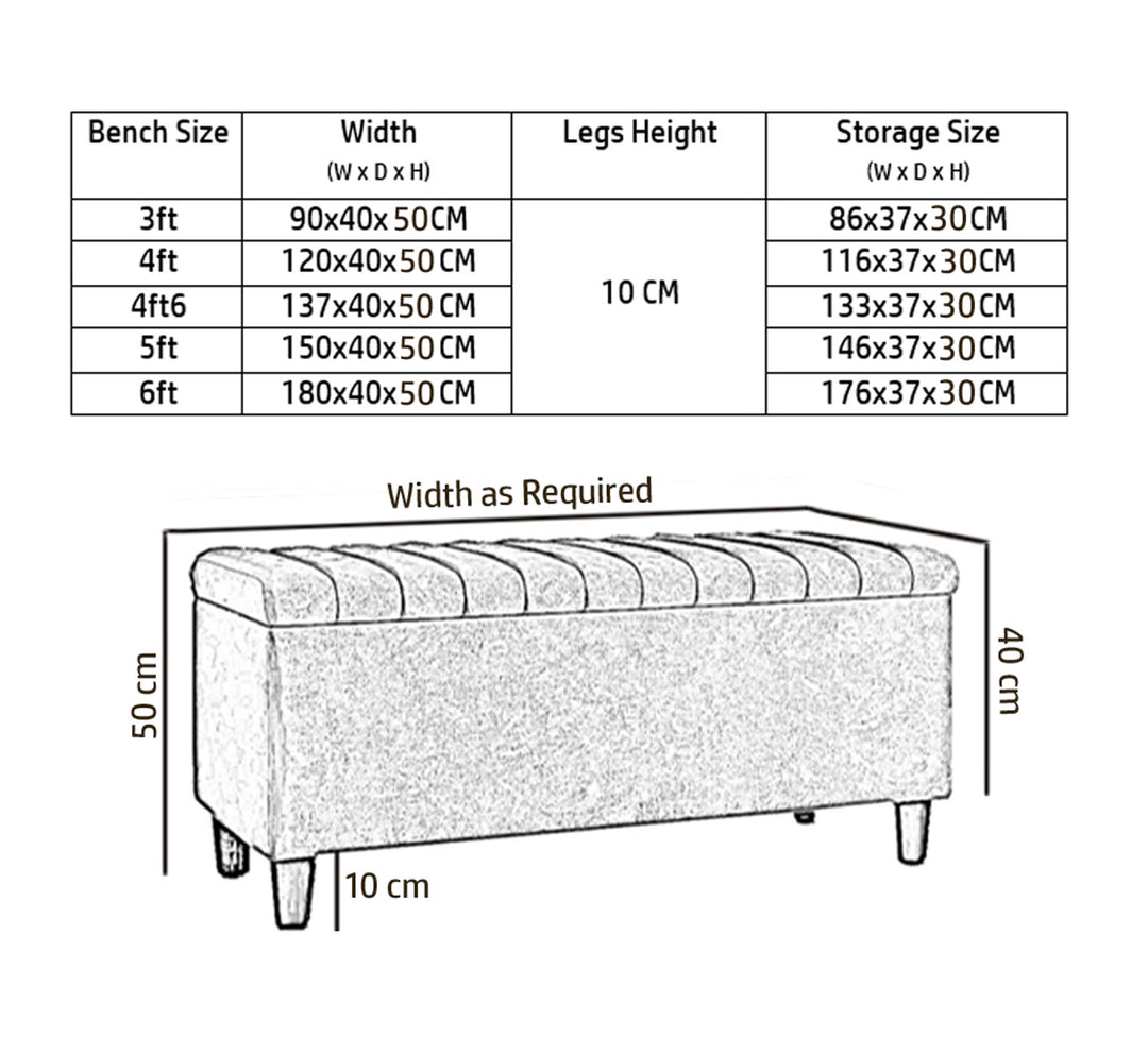 Lined Upholstered Ottoman Storage Box