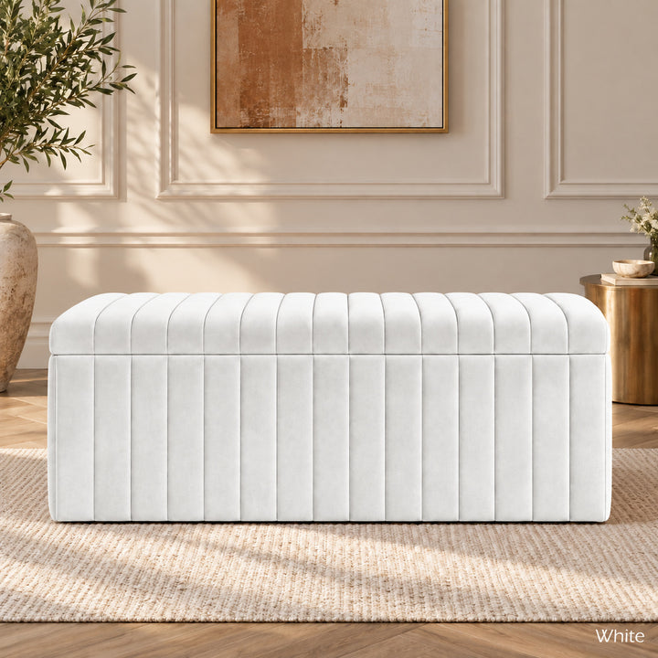 Lux Striped Ottoman Storage Box in Velvet