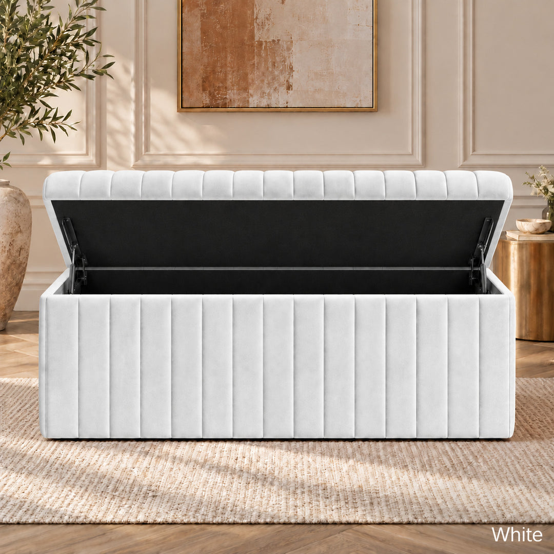 Lux Striped Ottoman Storage Box in Velvet