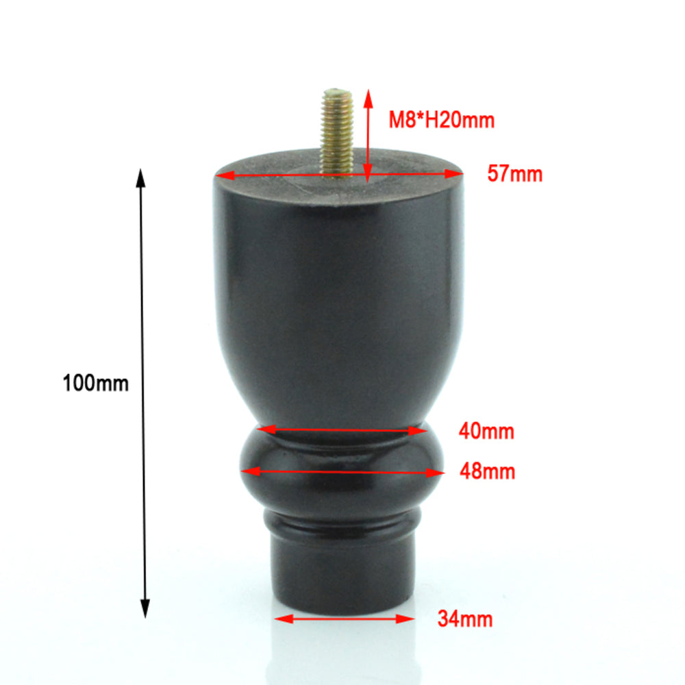 Set of 4 Black Legs Wooden Furniture Legs