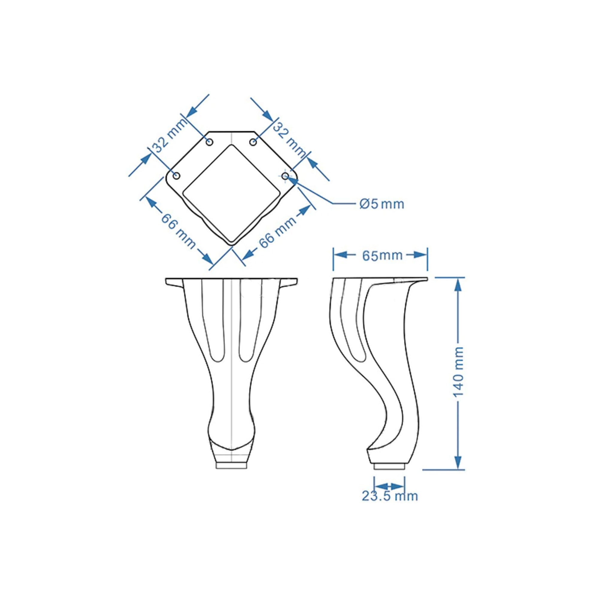 Queen Anne Feet - Metal Chrome Legs for Furniture