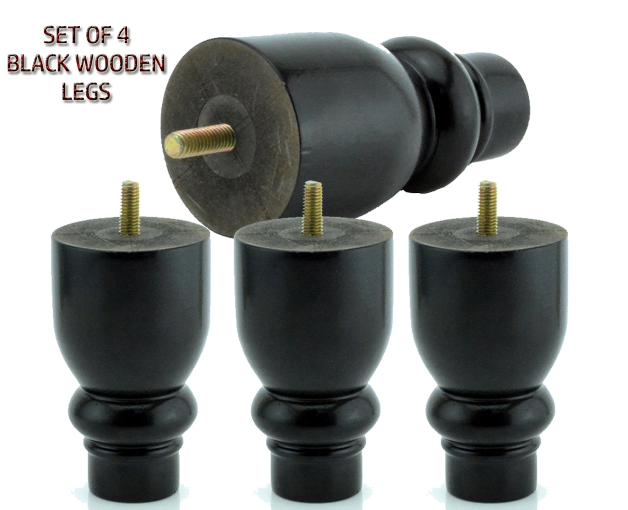 Set of 4 Black Legs Wooden Furniture Legs
